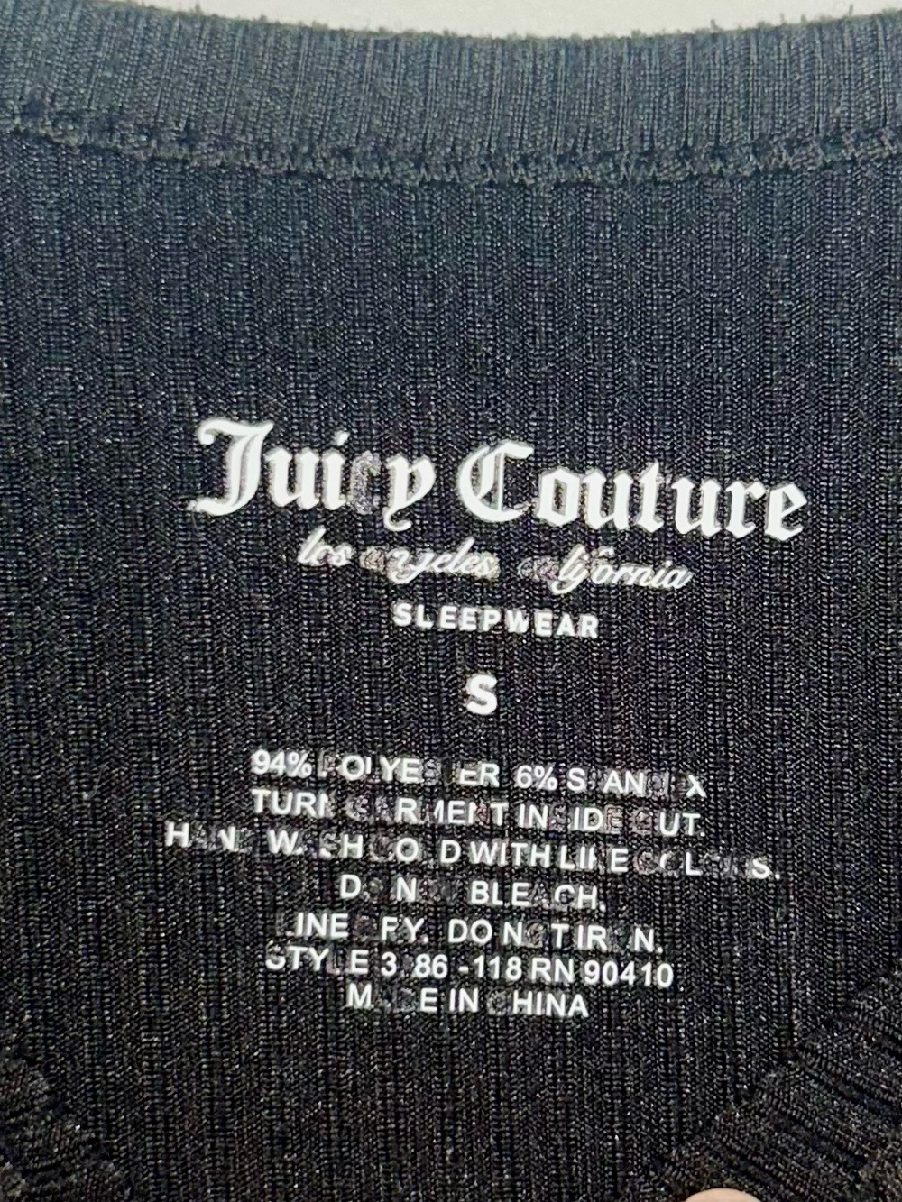 Juicy Couture Black Ribbed Sleepwear Dress with Rhinestone Logo Size Small - Picture 5 of 8